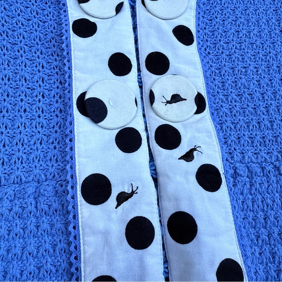 Anthropologie MOTH Blue Knit Short Sleeve Top Polka Dot Collared Snails S - Picture 4 of 7